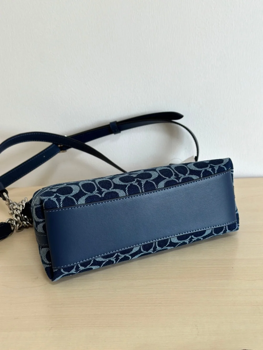 Coach Teri Denim Signature Baguette Shoulder Crossbody Bag